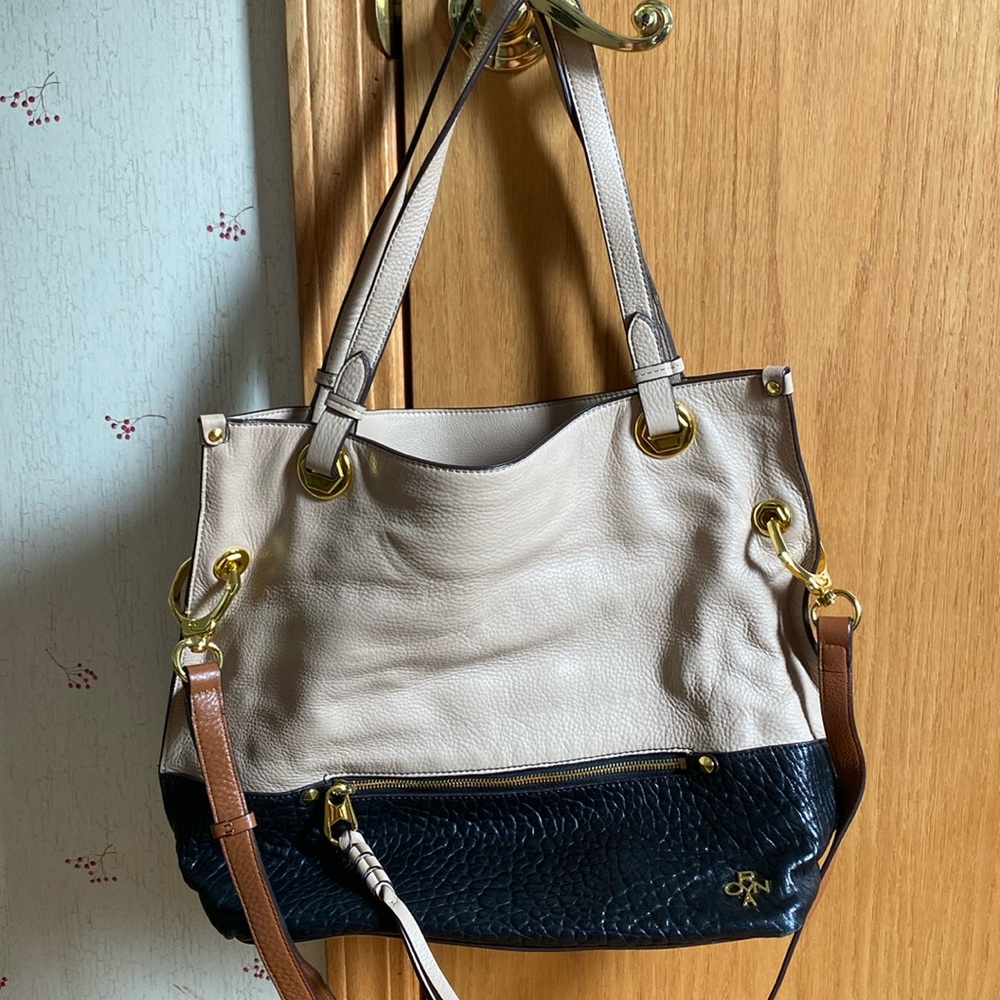 orYANY tan/black Leather Satchel Bag
